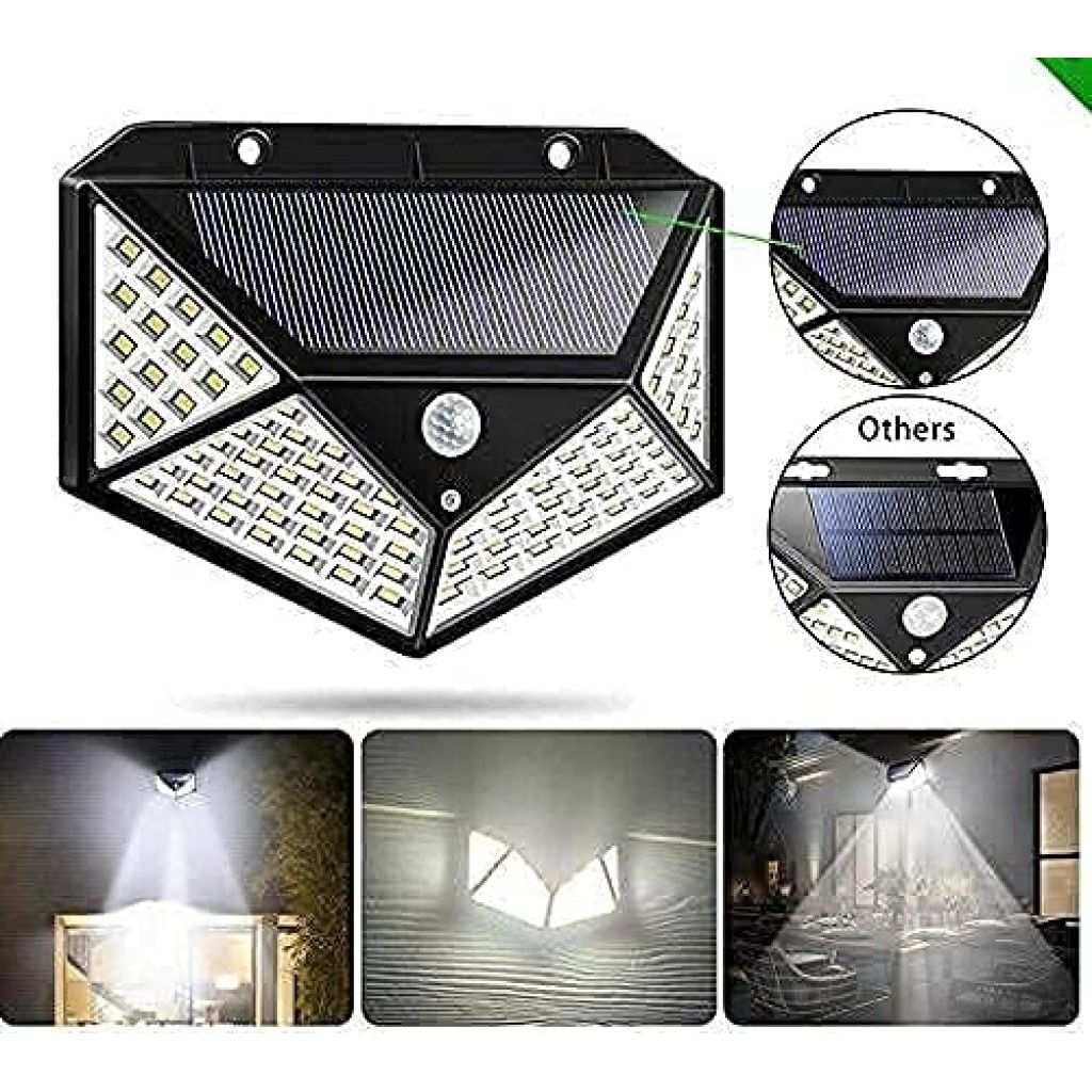 Bright LED Solar Security Lamp Mounted on Outdoor Wall with 270° Coverage

