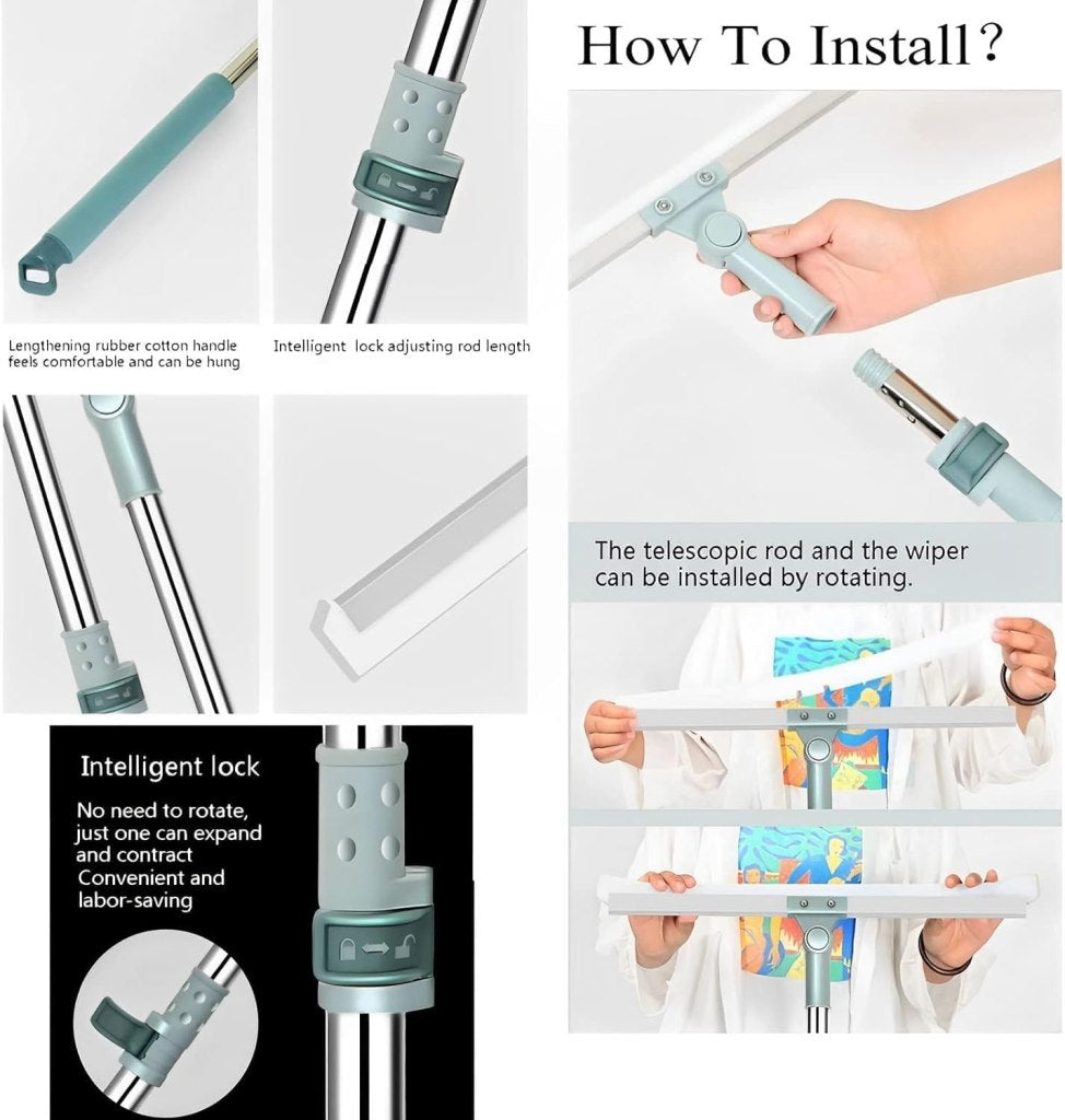 180° Rotatable Floor Wiper | Multifunctional Wet & Dry Squeegee - Elneor