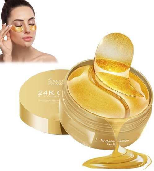 ✨ 60 Pcs Under Eye Mask for Dark Circles | 24k Gold Hydrogel Eye Patches | Collagen & Cooling Gel Pads for Puffiness, Wrinkles & Relaxing Eyes - Elneor
