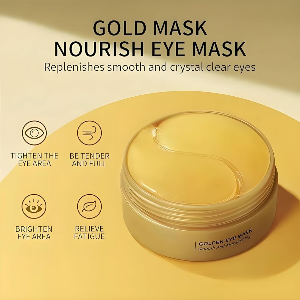 ✨ 60 Pcs Under Eye Mask for Dark Circles | 24k Gold Hydrogel Eye Patches | Collagen & Cooling Gel Pads for Puffiness, Wrinkles & Relaxing Eyes - Elneor
