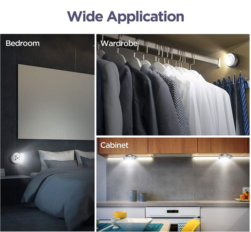 Wireless Cordless LED Push Light | Stick-On Tap Touch Lamp - Elneor