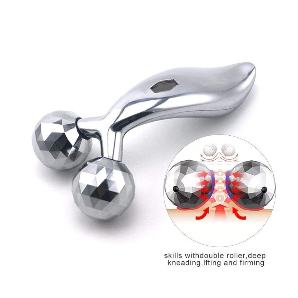 3D Manual Roller Face & Body Massager – Silver Skin Lifting | Wrinkle Remover | Relaxation & Tightening Tool - Elneor