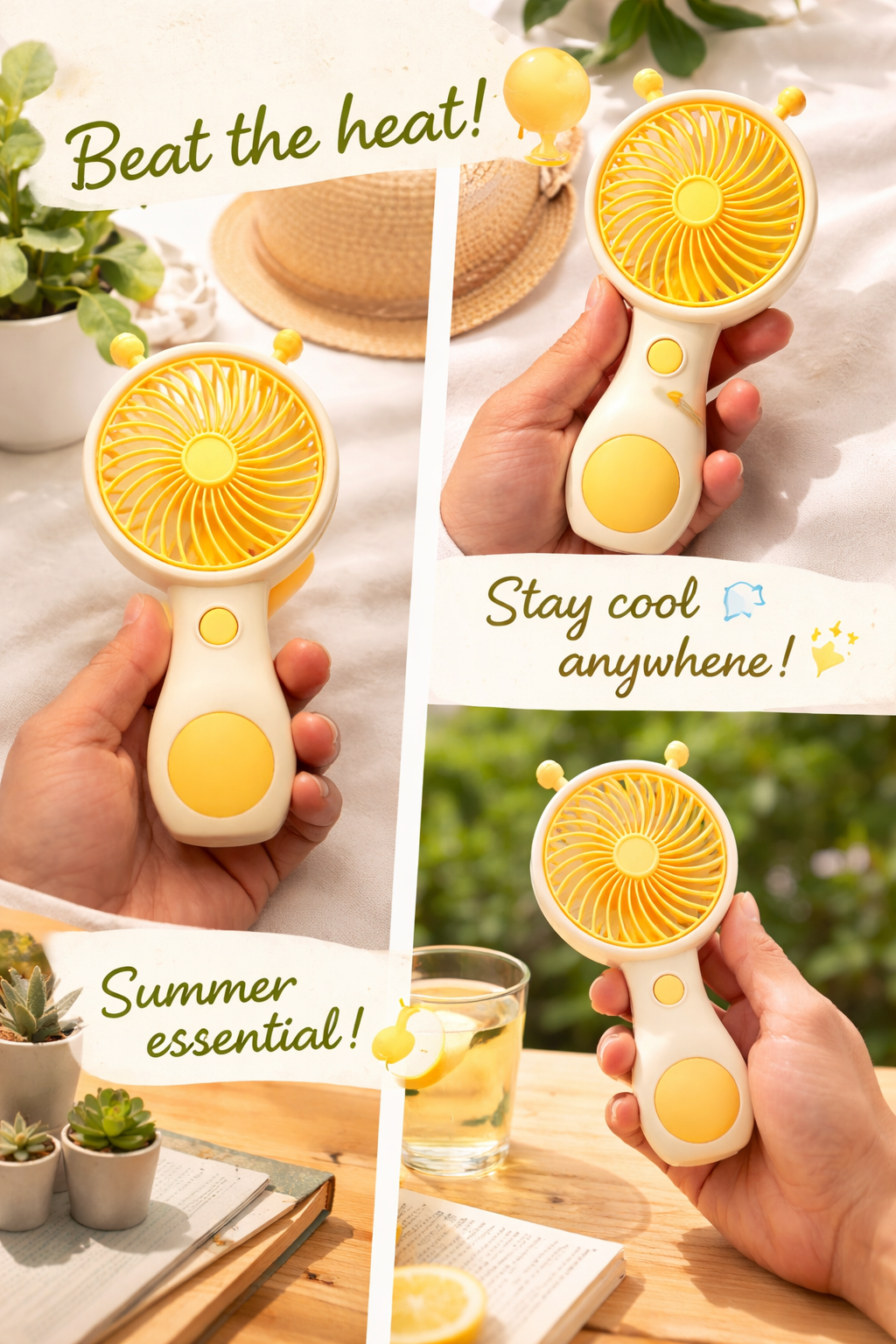 Portable Handheld Mini Fan - Bright Yellow