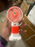 Portable Handheld Mini Fan - Coral with Strawberry Top