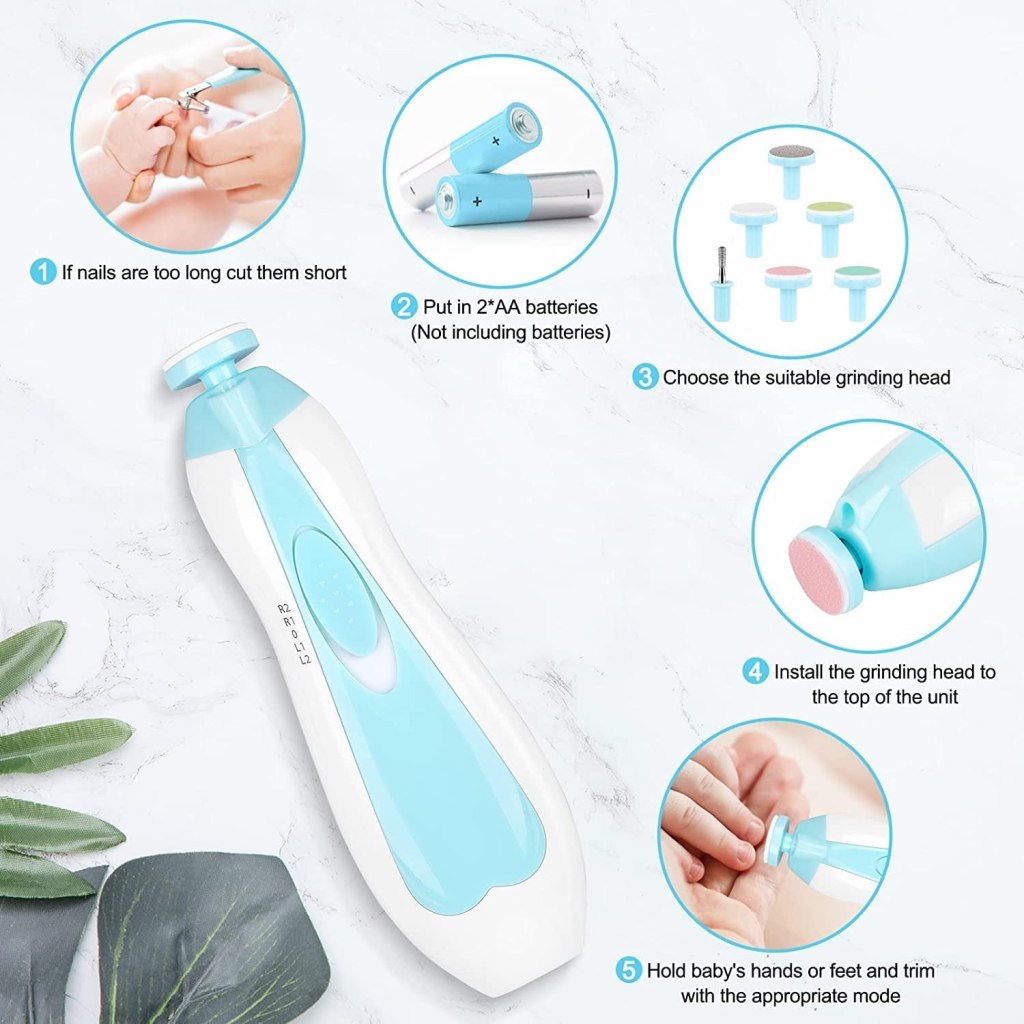 Electric Baby Nail Trimmer Kit with LED Light - Elneor