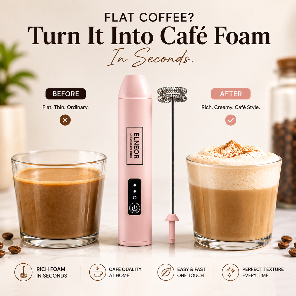 ELNEOR Electric Milk Frother – Café-Quality Foam in 10 Seconds
