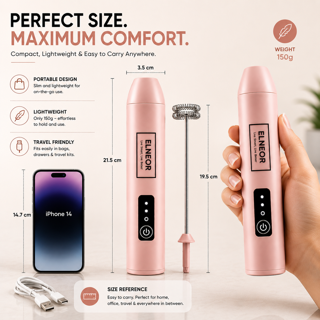 ELNEOR Electric Milk Frother – Café-Quality Foam in 10 Seconds
