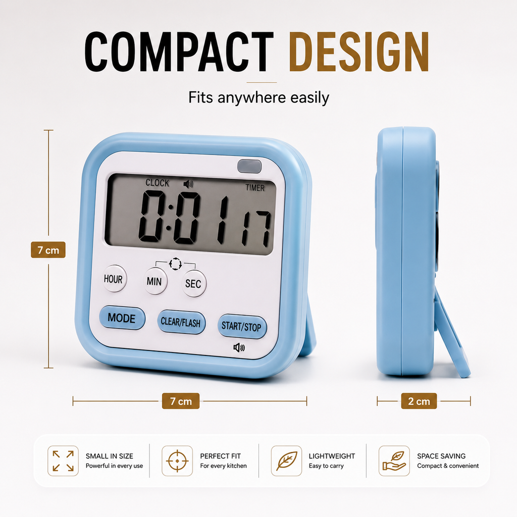 ELNEOR™ Digital Kitchen Timer - Premium LCD Display & Loud Alarm (Blue)