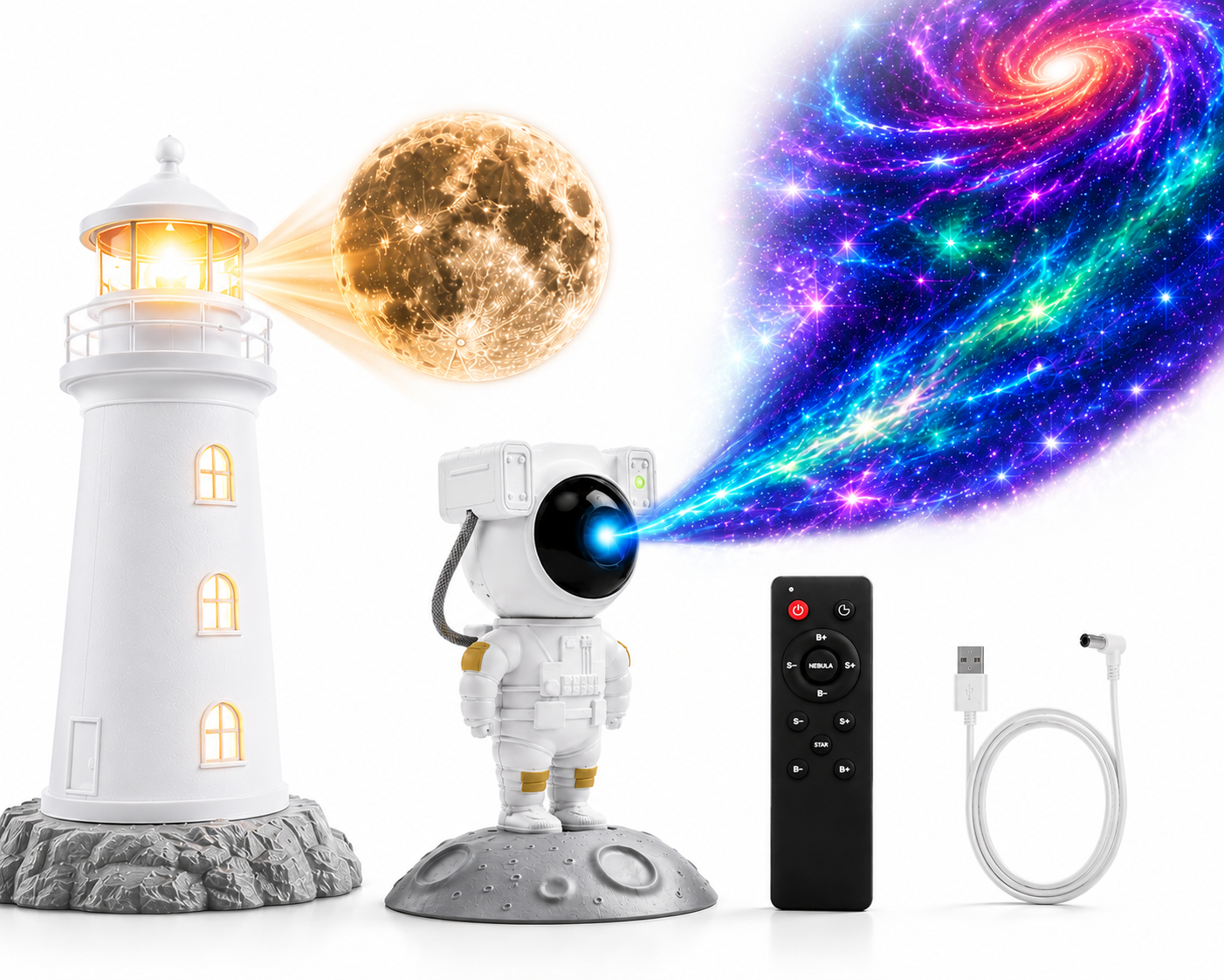 ELNEOR™ CosmicGlo — Star Projector + Moon Lamp Gift Set