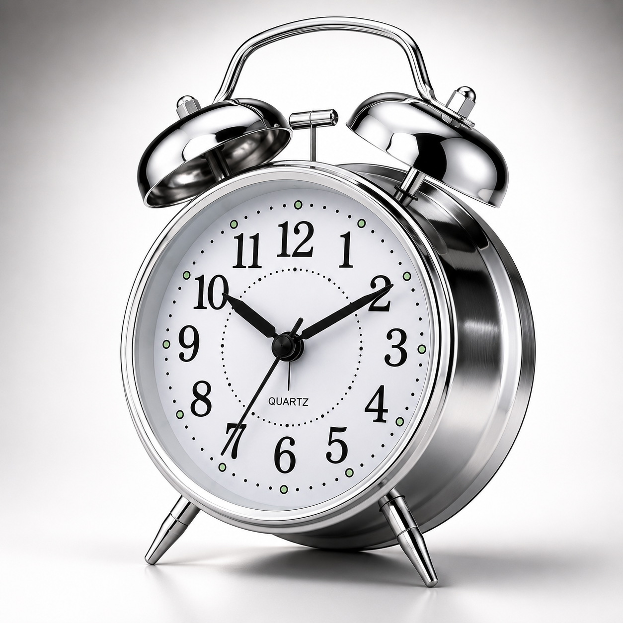 ELNEOR Retro Twin Bell Alarm Clock – Silent Quartz Movement | Loud Alarm | Chrome Finish