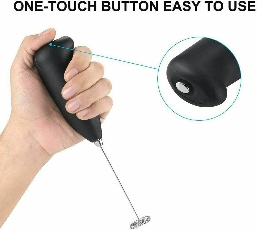 Powerful Handheld Milk Frother – Stainless Steel Mini Drink Mixer with Stand Battery Operated | Premium Coffee Foamer & Egg Beater - Elneor