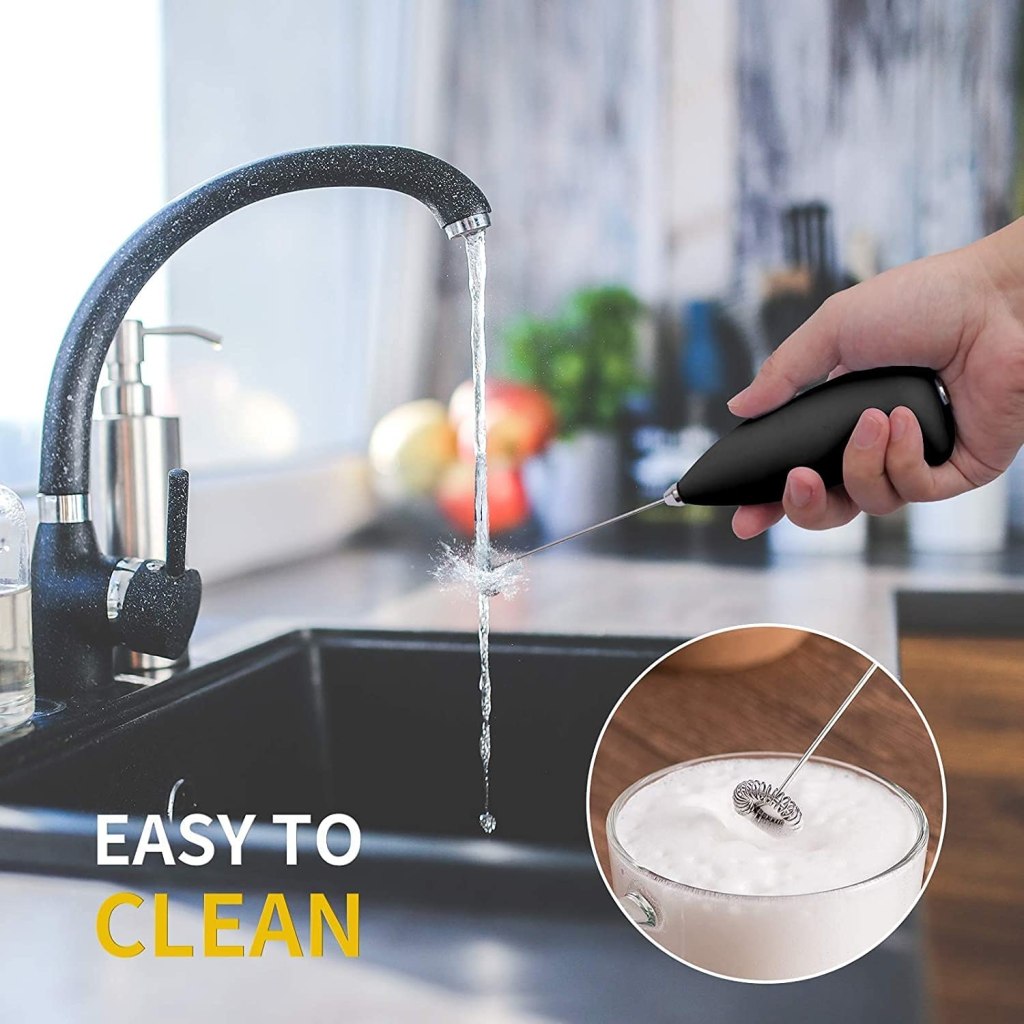 Powerful Handheld Milk Frother – Stainless Steel Mini Drink Mixer with Stand Battery Operated | Premium Coffee Foamer & Egg Beater - Elneor