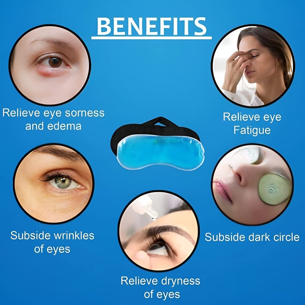 Cooling Gel Relaxing Eye Sleep Mask For Dark Circles, Puffy Eyes, Pain Relief & Better Sleep(Pack of 2) - Elneor