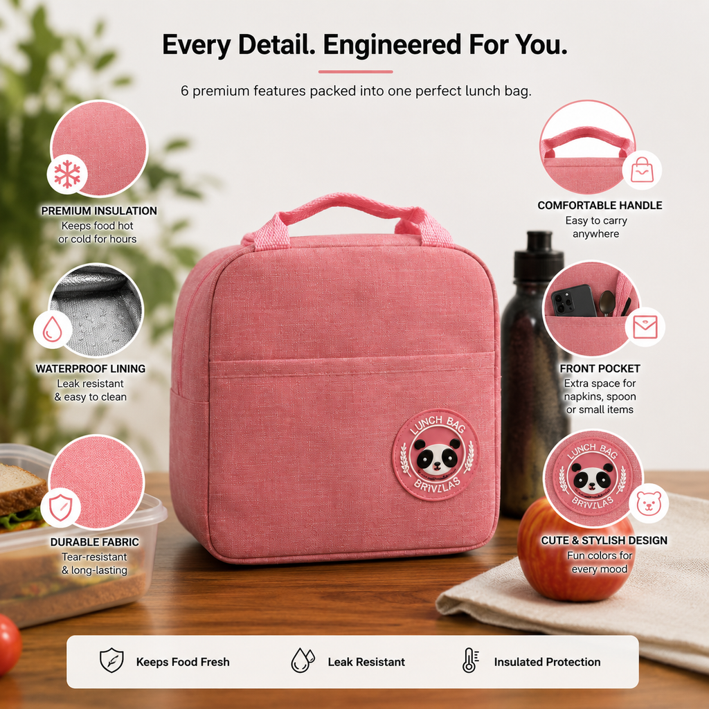ELNEOR Insulated Lunch Bag – Premium Thermal Tiffin Bag for Office, School & Travel