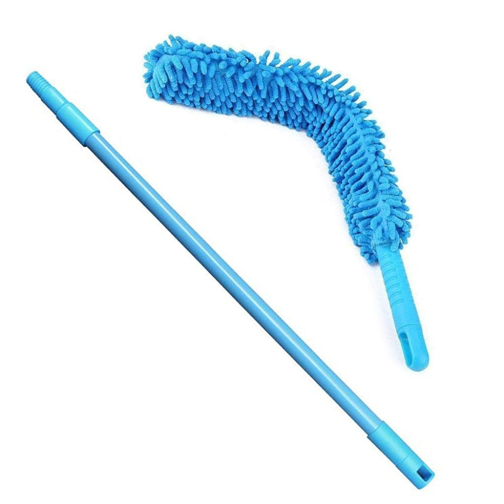 Foldable Microfiber Fan Cleaning Duster with Long Flexible Rod – Sky Blue - Elneor