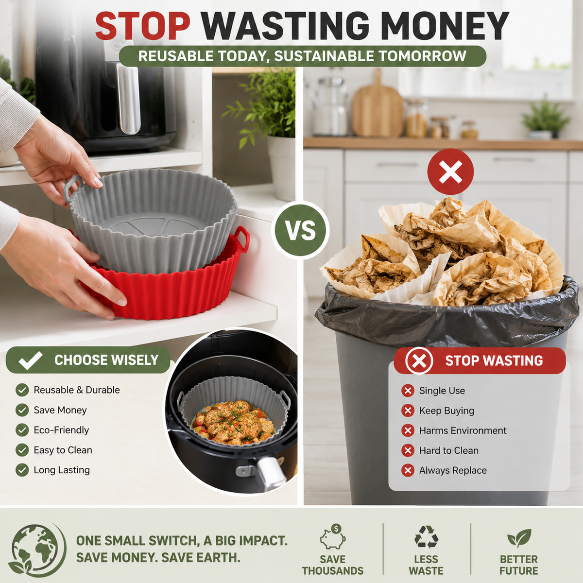 ELNEOR Silicone Air Fryer Liner – image 2