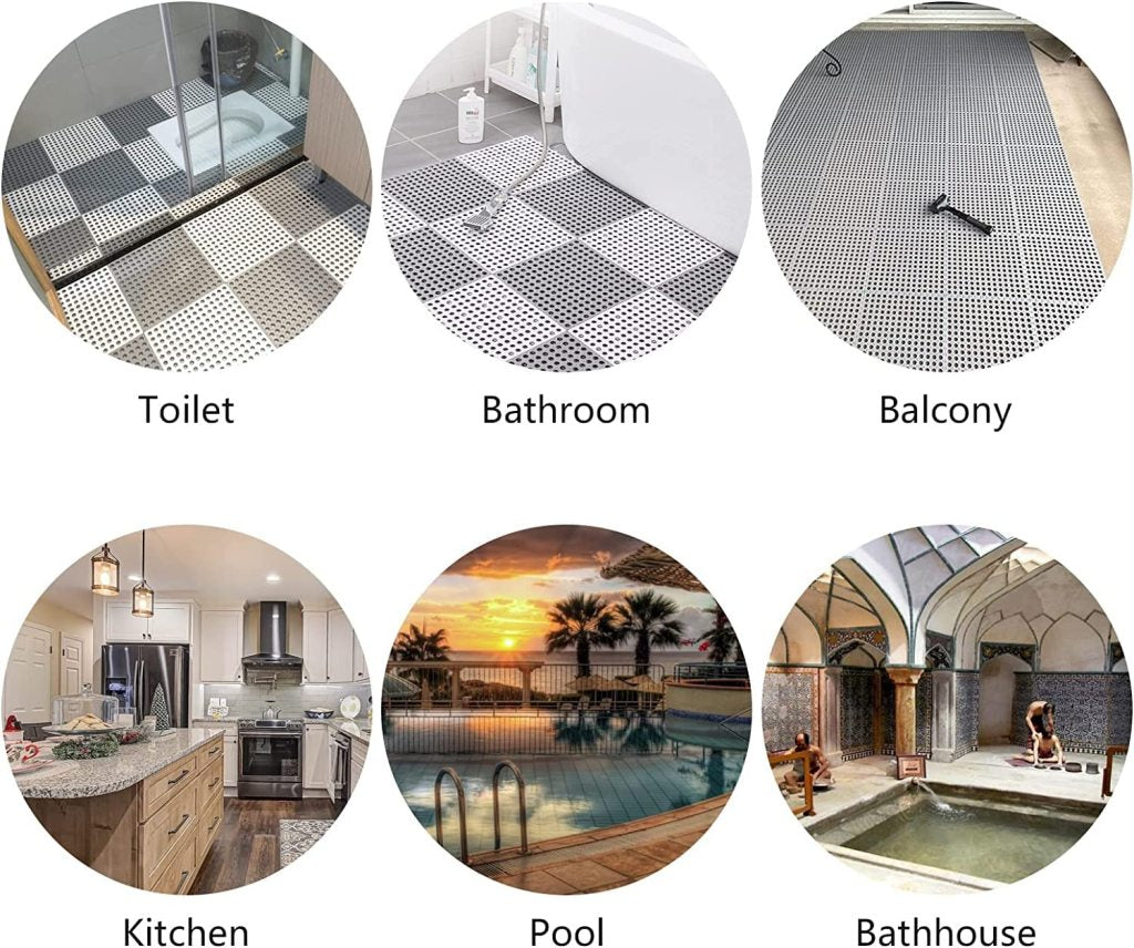 Rapid Drainage Bathroom Mat with Massage Surface and Raised Design
