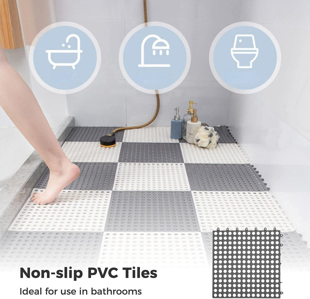 Interlocking Non-Slip Drainage Floor Mat (Set of 6 Tiles) - Elneor