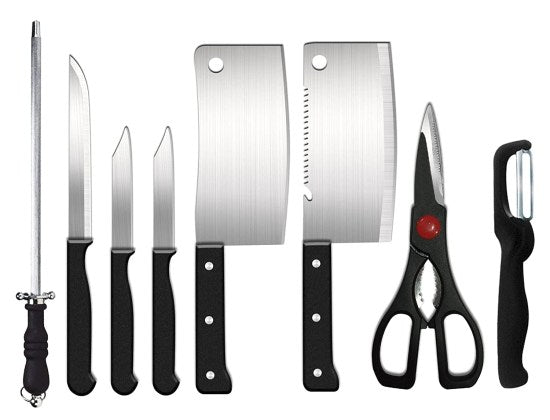 8-Piece Stainless Steel Kitchen Knife Set with Sharpener and Scissors
