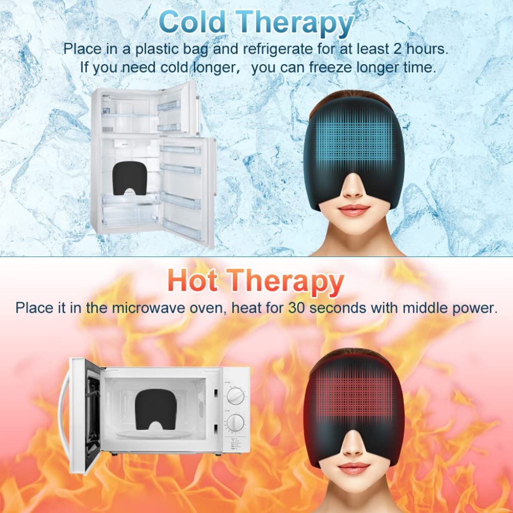 🧊 Migraine Ice Head Wrap Relief Cap | Hot & Cold Therapy Headache Hat | Natural Migraine, Sinus, and Tension Relief (Multicolour) - Elneor