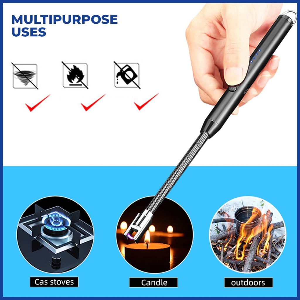 USB Rechargeable Electric Gas Lighter | Flameless & Windproof Lighter with 360° Flexible Neck - Elneor