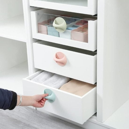 Self-Adhesive Peel & Stick Plastic Handles – Multi-Colour Pull Knob for Sliding Doors, Windows, Cabinets, Drawers & Cupboards(Pack of 4 Pcs) - Elneor