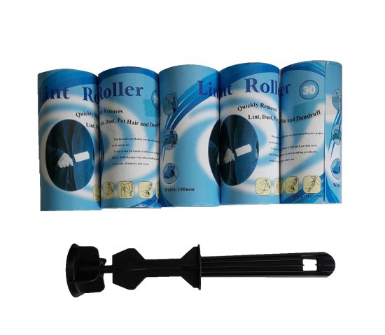 Plastic Sticky Lint Remover Roller – Set of 5 Rolls (150 Sheets) Pet Hair, Dust & Dirt Remover for Clothes, Furniture & Carpets - Elneor