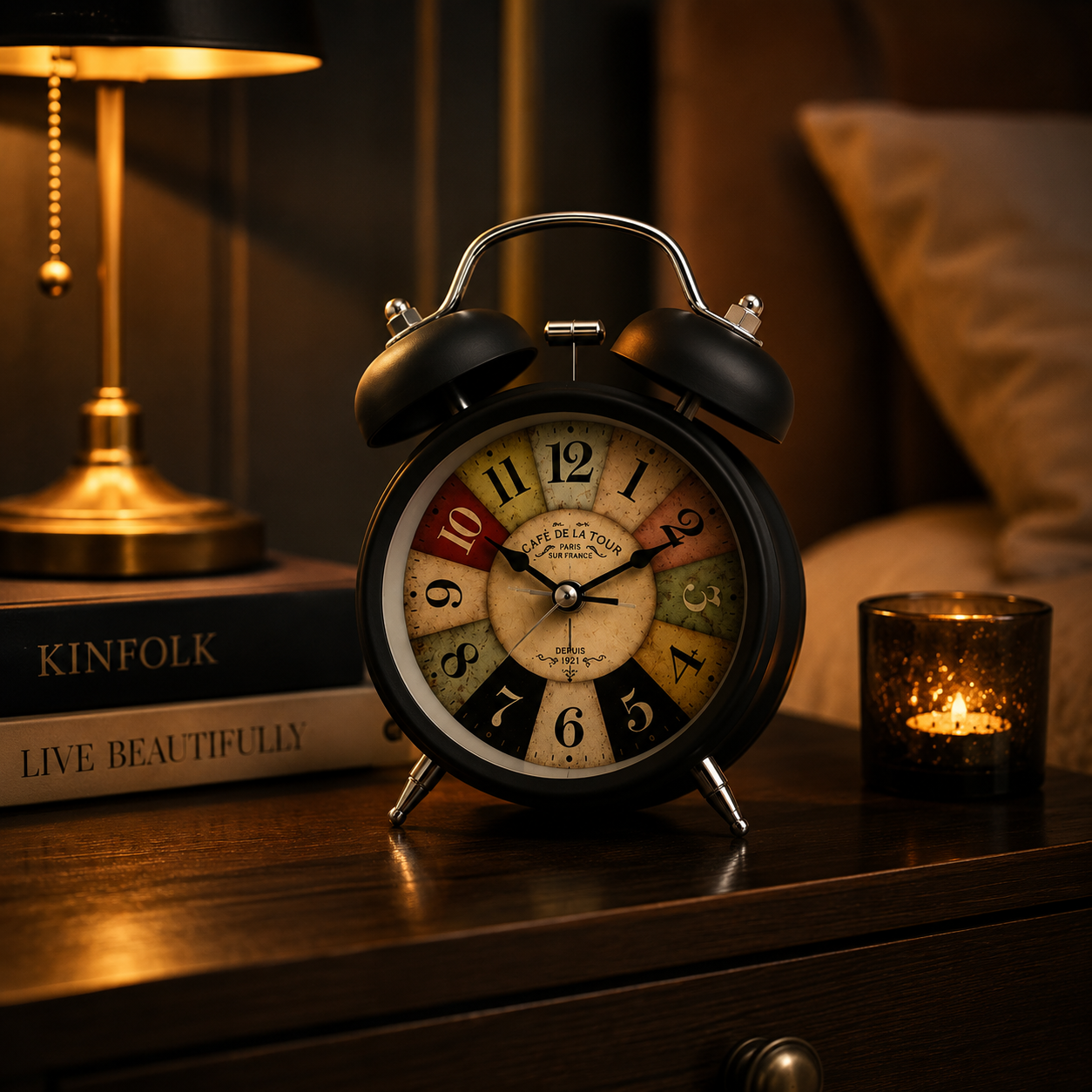 Retro Twin-Bell Alarm Clock | Matte Black & Copper | Loud Alarm | Battery Operated