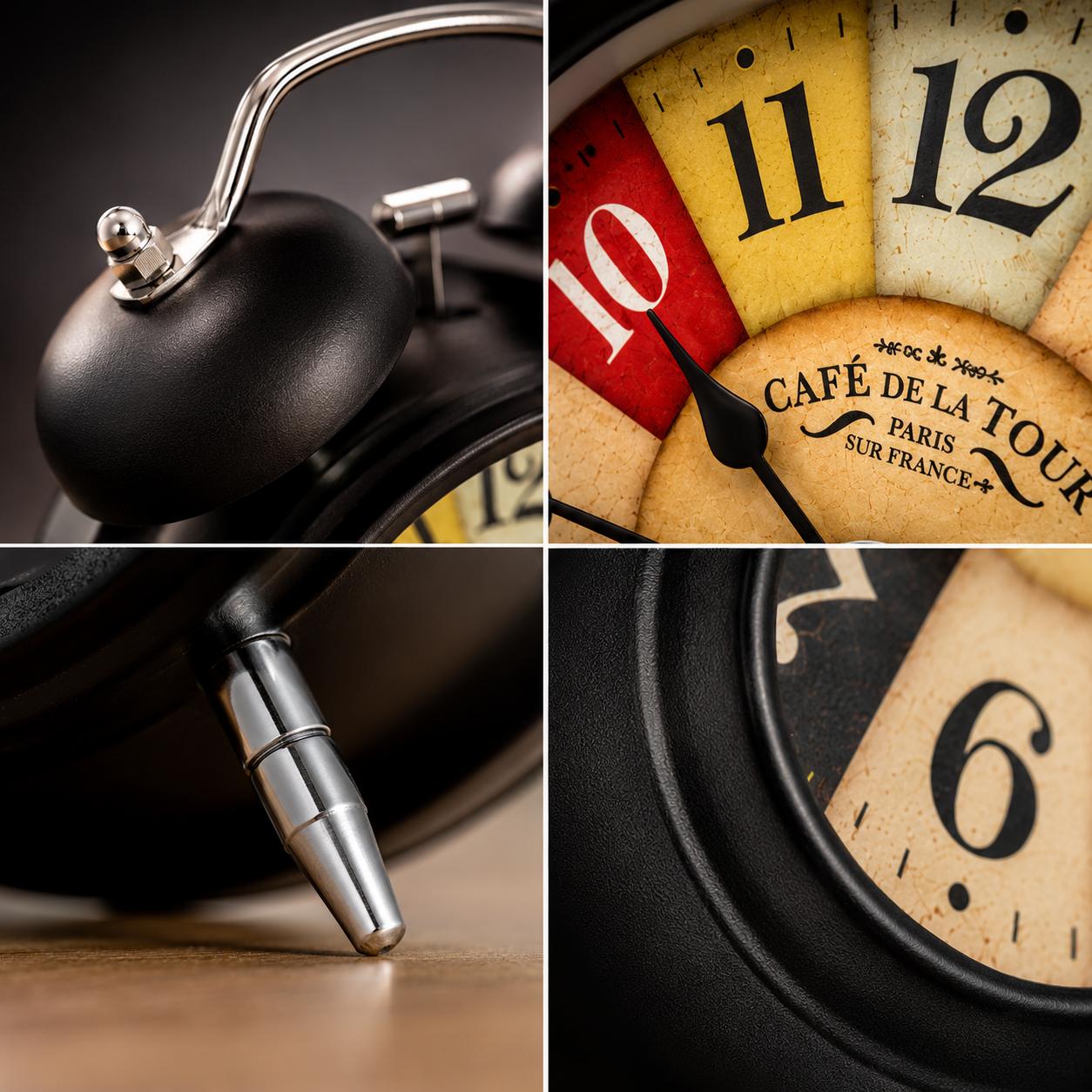 Retro Twin-Bell Alarm Clock | Matte Black & Copper | Loud Alarm | Battery Operated