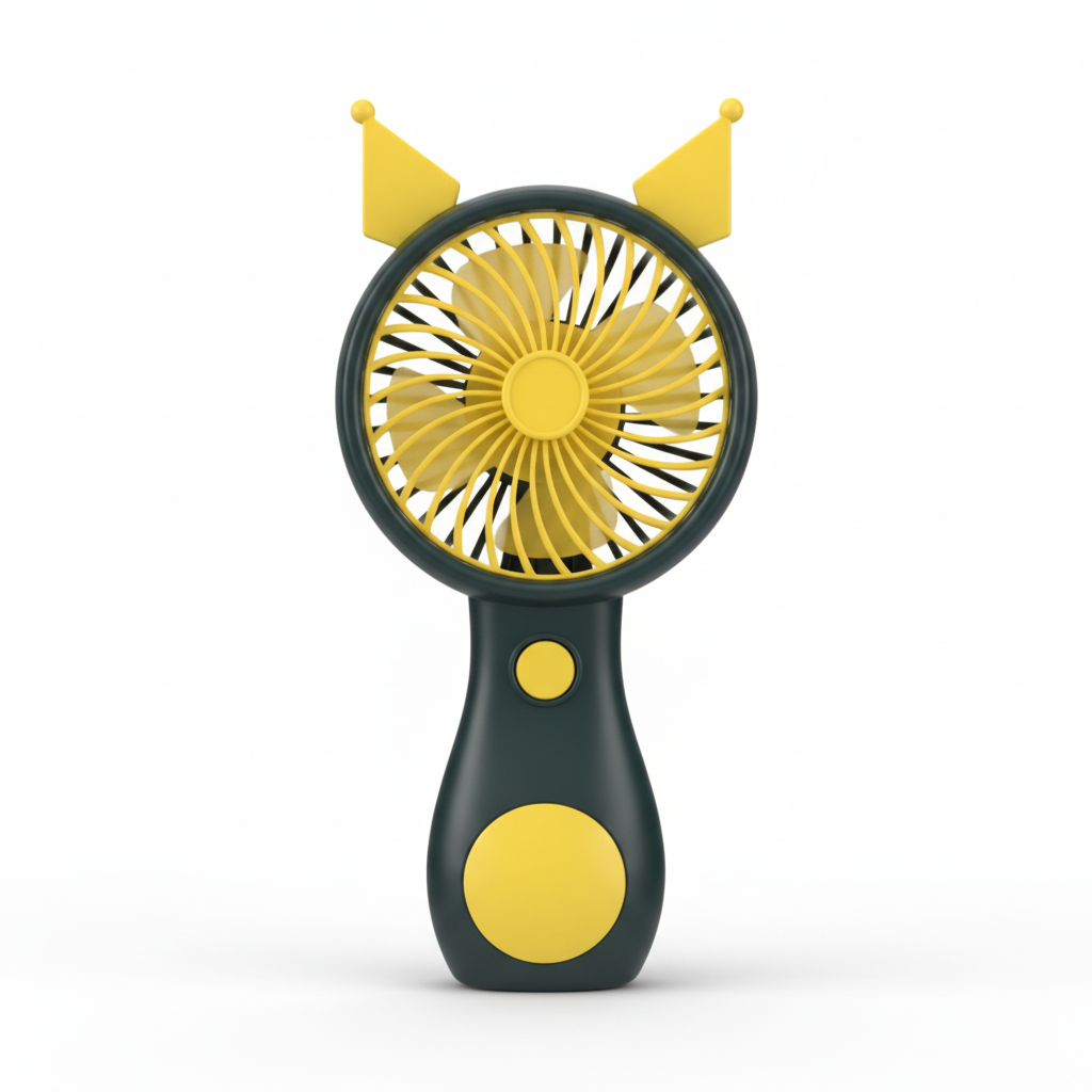 Black & Yellow Cat Ears Fan - Cat Ear Detail