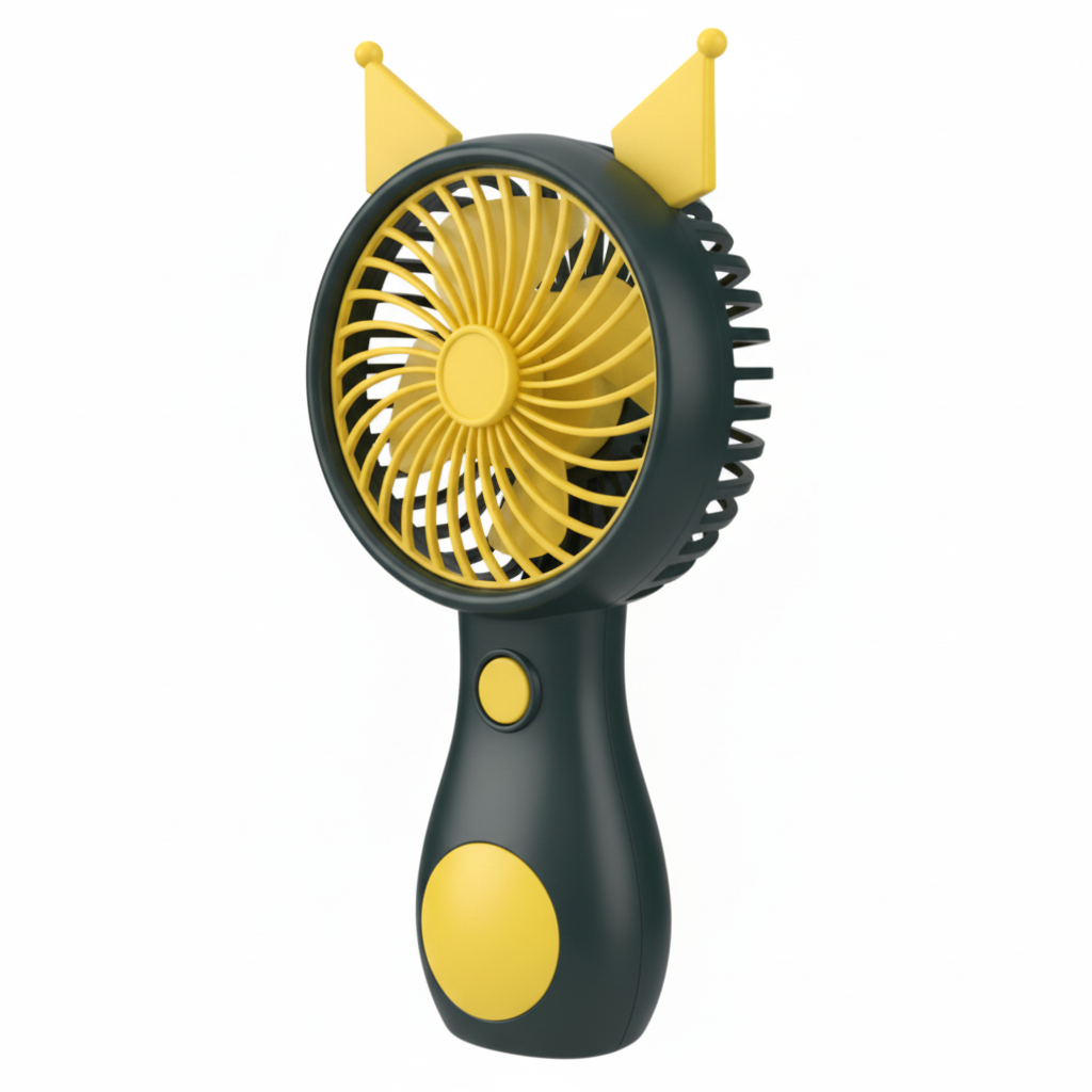 Black & Yellow Cat Ears Fan - Front View