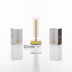 Cordless LED Table Lamp - Rechargeable Portable Light | Gold Brass & Ribbed Glass | Restaurant & Home - Elneor Ambient Lighting