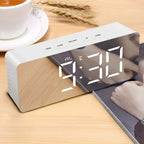 Digital LED Mirror Alarm Clock | USB Powered Modern Desk Clock - Elneor Ambient Lighting