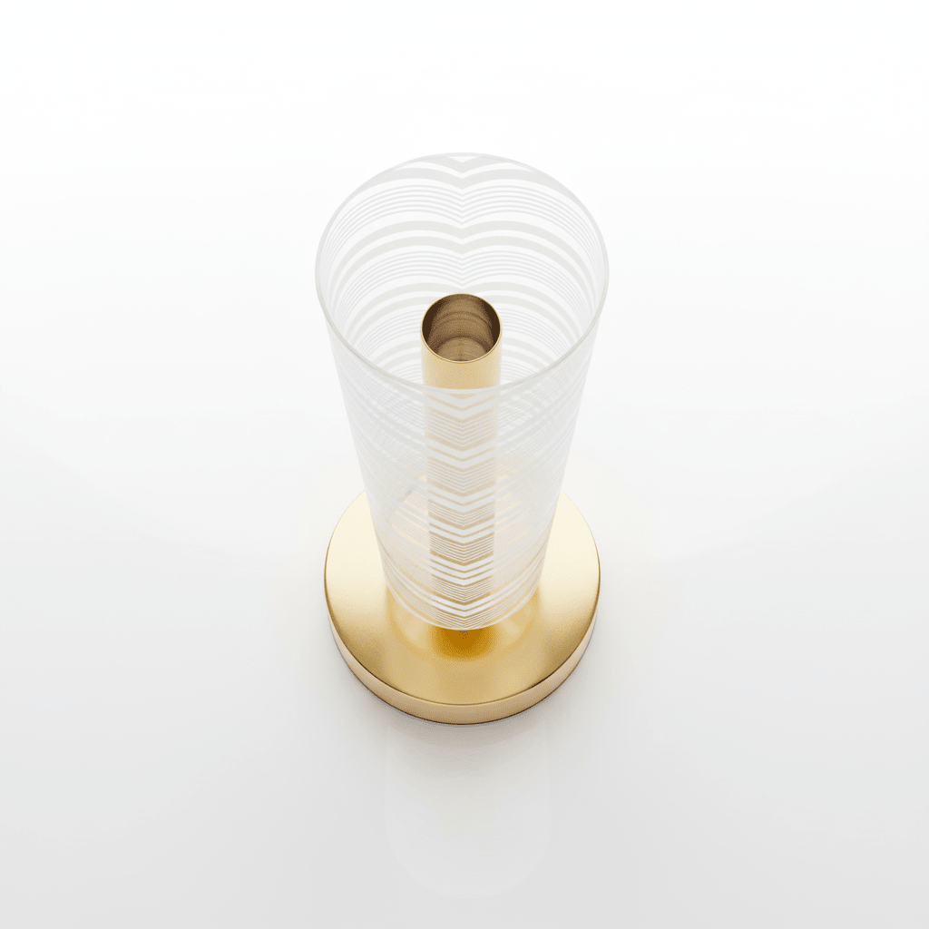 Geometric Chevron Table Lamp - White & Gold Decorative Bedside Light - ELNEOR