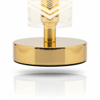 Geometric Chevron Table Lamp - White & Gold Decorative Bedside Light - ELNEOR