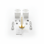 Geometric Chevron Table Lamp - White & Gold Decorative Bedside Light - ELNEOR