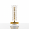 Geometric Chevron Table Lamp - White & Gold Decorative Bedside Light - ELNEOR