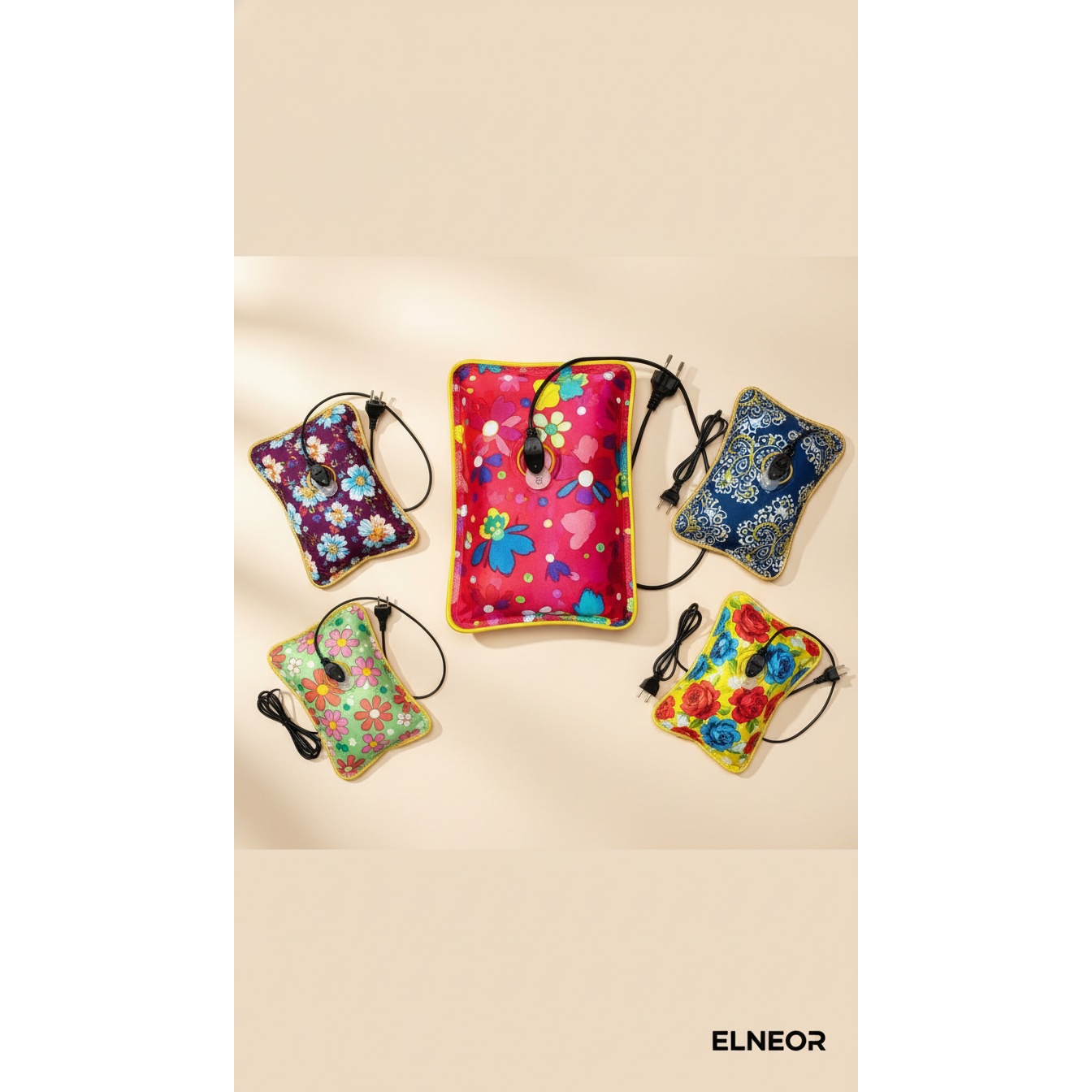 Electric Hot Water Bag - 500W Heating Pad for Pain Relief (Multi-Color Floral)