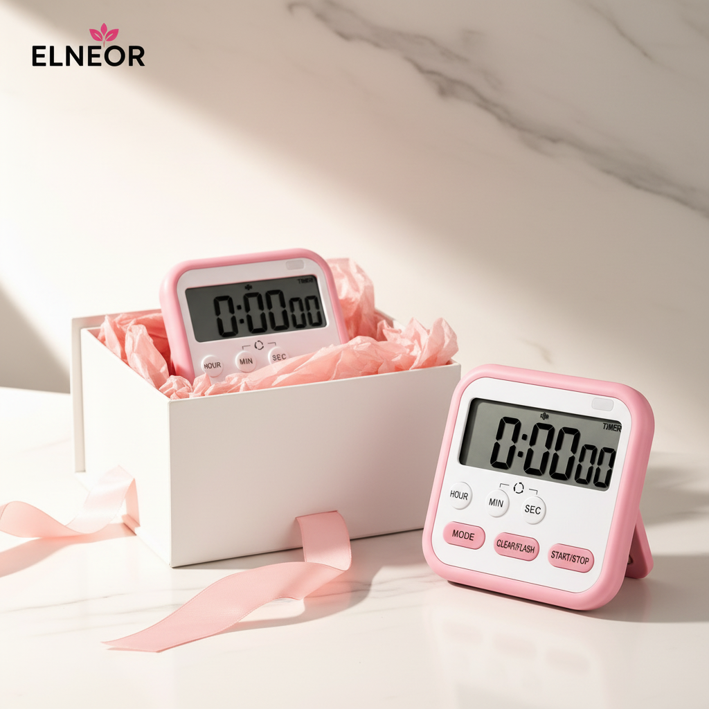 ELNEOR Digital Kitchen Timer Pink – Premium Gift Box Presentation