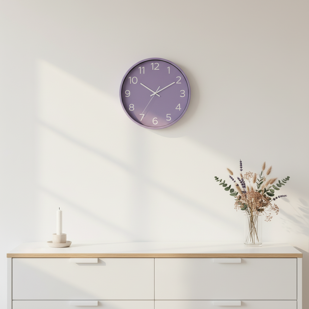 ELNEOR™ Lavender Silent Wall Clock | Sweep Movement | 12-Inch Round