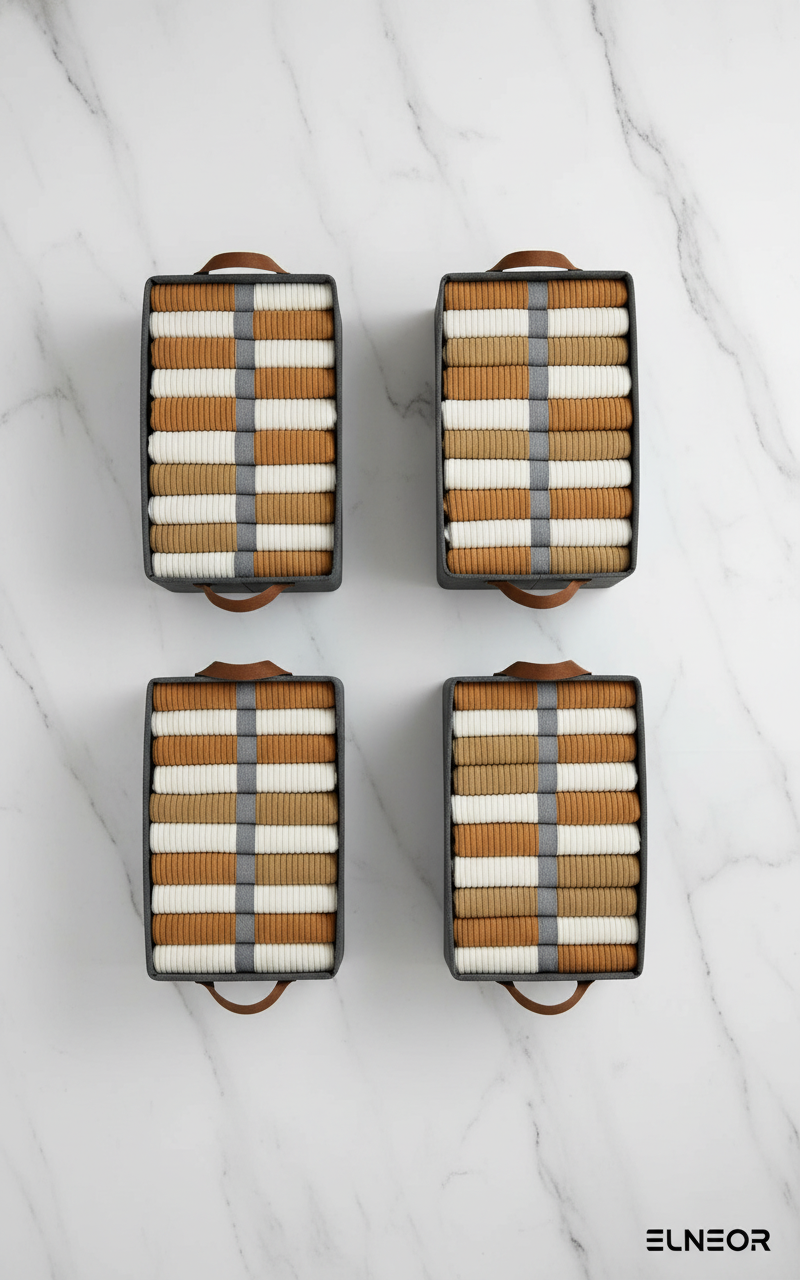 26 Liter Wardrobe Organizer Storage Box - Pack of 4 with Metal Frame & Leather Handles