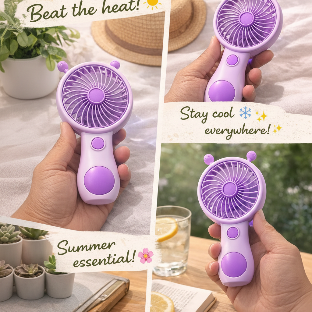 Portable Handheld Mini Fan - Purple Lavender