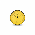 ELNEOR™ Sunshine Yellow Silent Wall Clock | Black Frame | Sweep Movement | 12-Inch Round
