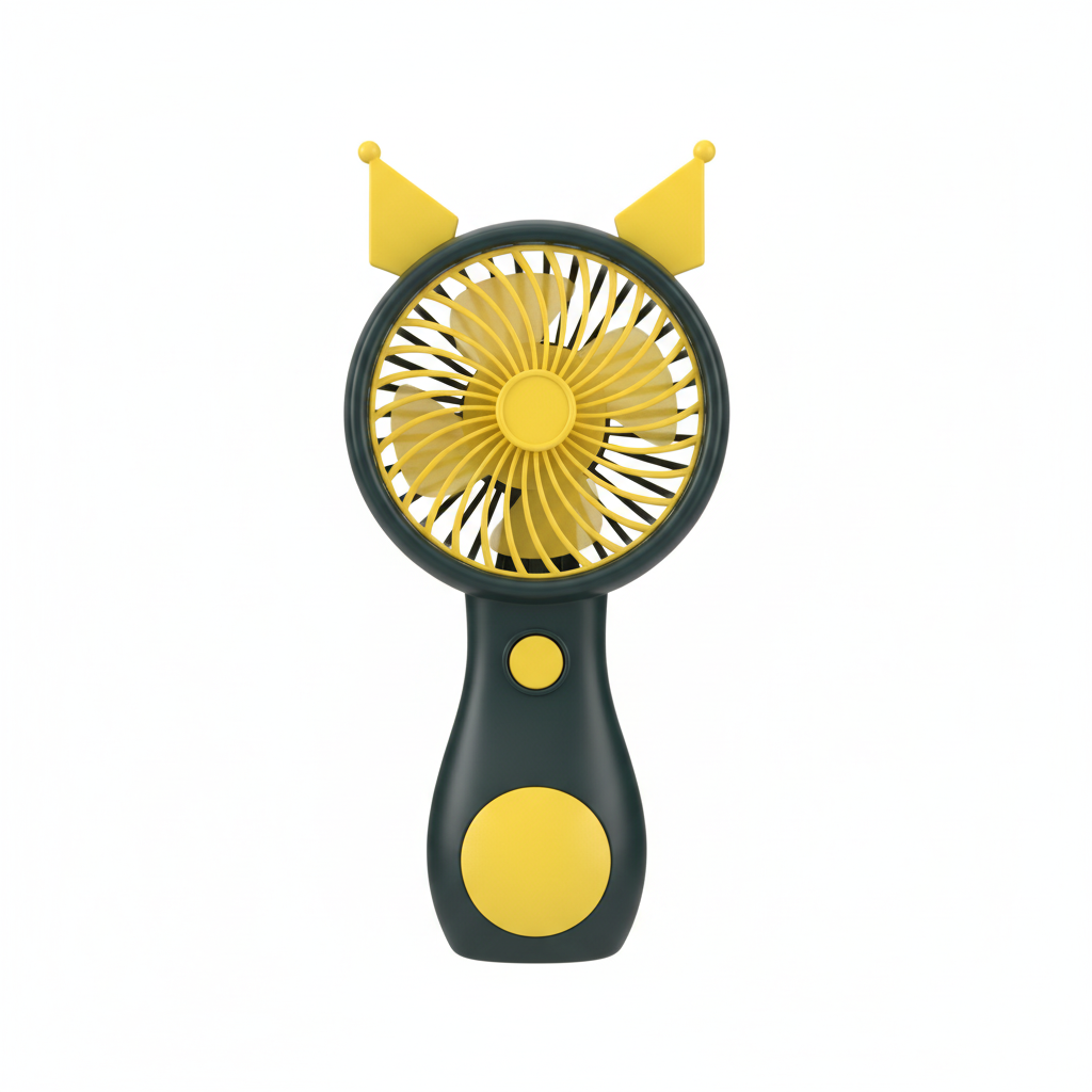 Portable Handheld Mini Fan - Black & Yellow with Cat Ears