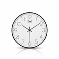 ELNEOR™ Pearl White Silent Wall Clock | Black Frame | Sweep Movement | 12-Inch Round