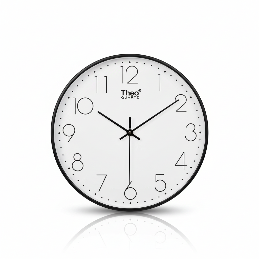 ELNEOR™ Pearl White Silent Wall Clock | Black Frame | Sweep Movement | 12-Inch Round