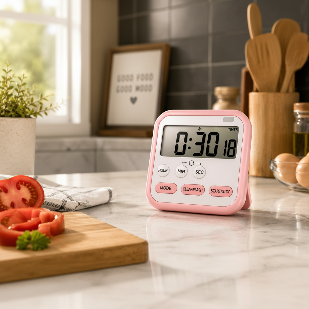 ELNEOR Digital Kitchen Timer Pink – Kitchen Lifestyle Shot