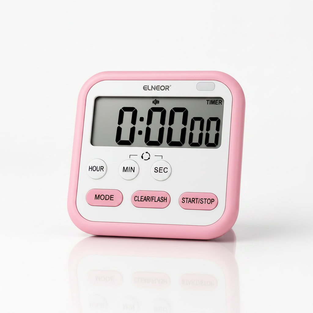 ELNEOR Digital Kitchen Timer Pink – Hero White Background