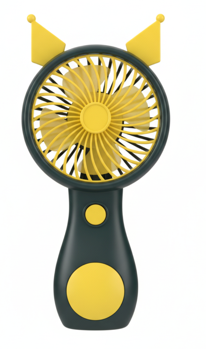 Portable Handheld Mini Fan - Black & Yellow with Cat Ears