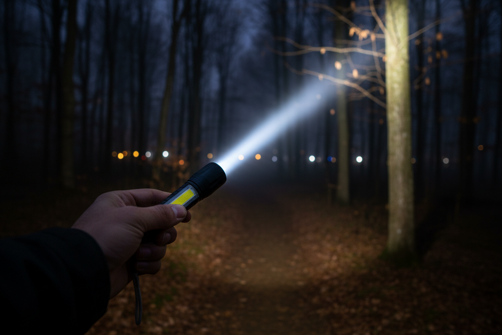ELNEOR™ Tactical Pro Flashlight — XPE + COB Dual Light | USB Rechargeable | Waterproof | Gift Box